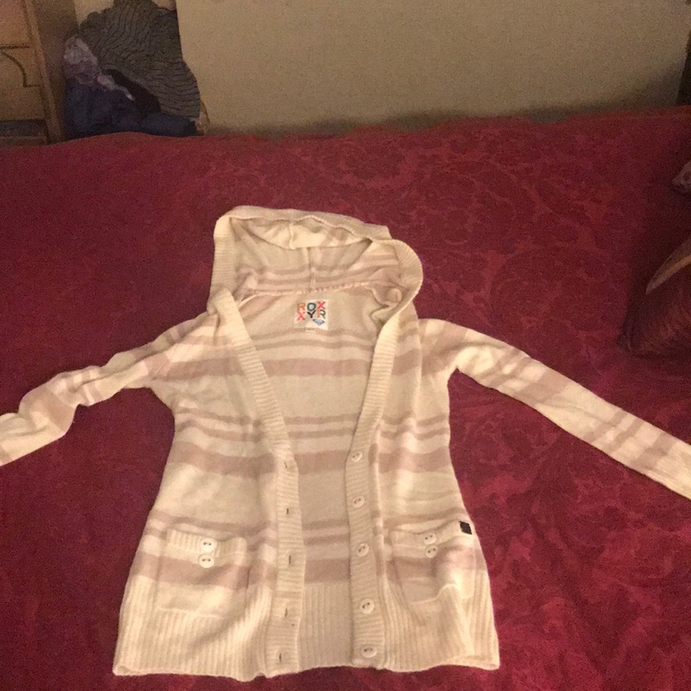 Creme and beige hooded soft cardigan